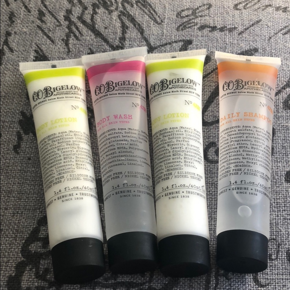 C.O. Bigelow shampoo, body wash, lotion